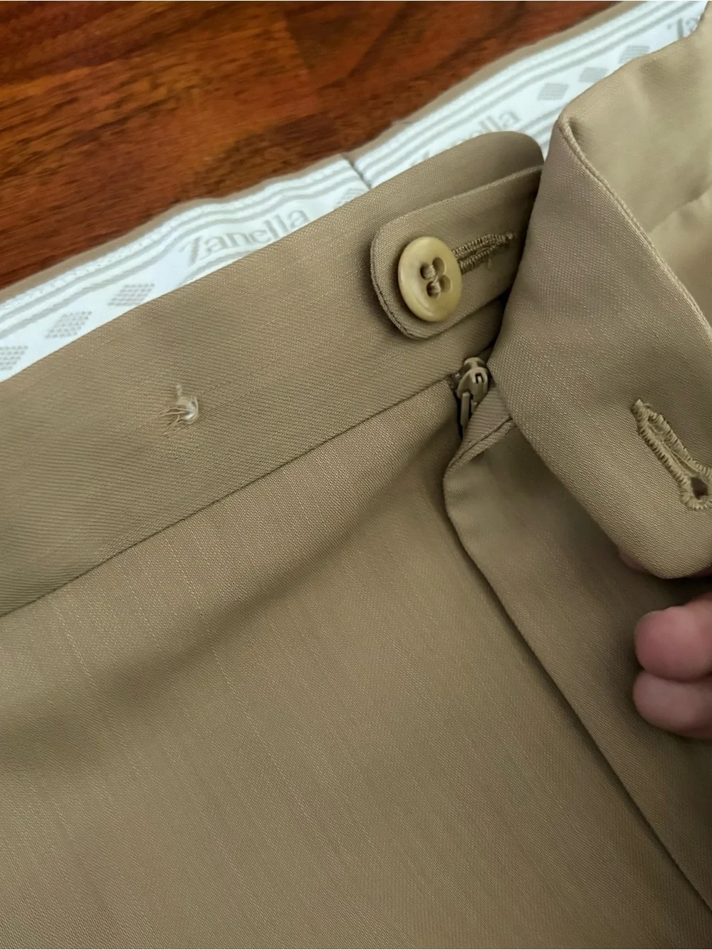 Zanella Jesse Mens Wool Pleated Dress Pants 35x30 Tan Beige Cuffed Slacks Italy⁠